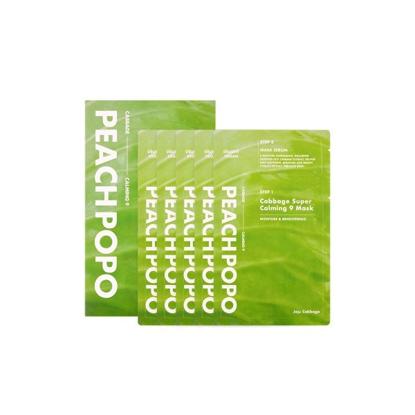 PEACH POPO - Cabbage Super Calming 9 Mask - 27ml*5ea von PEACH POPO