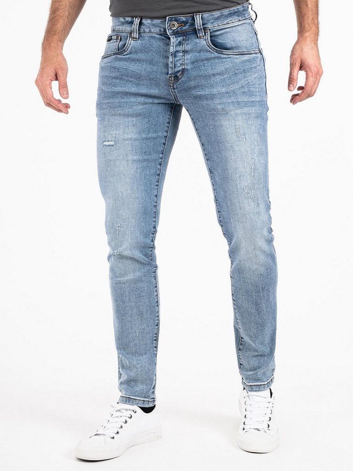 PEAK TIME Slim-fit-Jeans München Herren Jeans mit Stretch-Bund und Destroyed-Optik von PEAK TIME