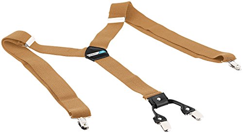 PEARL basic Hosenträger Herren breit: Breite Hosenträger, Y-Form, 4 Clips, Echtleder-Applikation, beige (Herren y-Form, breite Männer, Fasching) von Lupsty