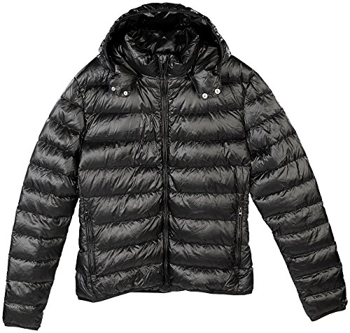 PEARL outdoor Daunenjacke mit Beutel: Daunenjacke, schwarz, Größe L, unisex (Stepp-Daunenjacke, leichte Daunenjacke mit Beutel, Steppjacke Damen) von PEARL outdoor