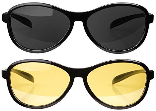 PEARL Nachsichtbrille: 2er-Set, Sonnen- & Nachtsichtbrille, polarisiert (Autobrillen, Fahrradbrille, Auto Blendschutz) von PEARL