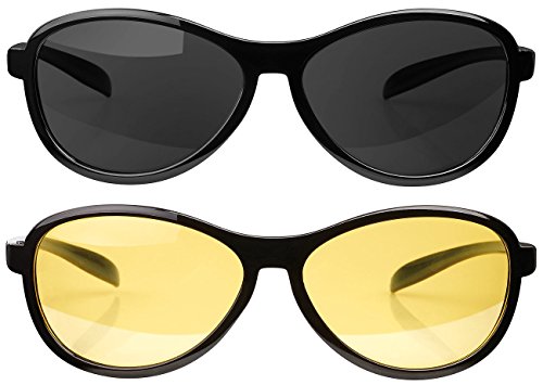 PEARL Nachsichtbrille: 2er-Set, Sonnen- & Nachtsichtbrille, polarisiert (Autobrillen, Fahrradbrille, Nachtsicht) von PEARL