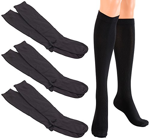 PEARL Reise-Stützstrumpf: 3 Paar Reise-Kniestrümpfe mit Stützfunktion, schwarz, Größe S (Anti-Thrombose-Socken, Kompressions-Kniestrümpfe, Gesundheit) von PEARL