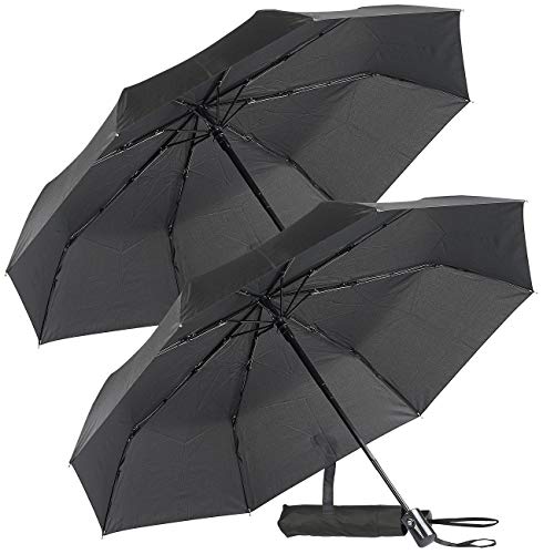 PEARL Taschenschirm: 2er-Set Automatik-Taschen-Regenschirme, bis 40 km/h, Ø 100 cm (Schirme, leichter Regenschirm, Wasserdichte Tasche) von PEARL