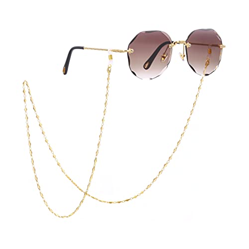 PEARLADA 18 Karat vergoldete Brillenkette für Damen, Sonnenbrillenriemenhalter, Lesebrillenhalter, handgefertigt, um den Hals, Schmuck, Geschenk für Weihnachten, modisch, goldfarbene Perlenkette von PEARLADA