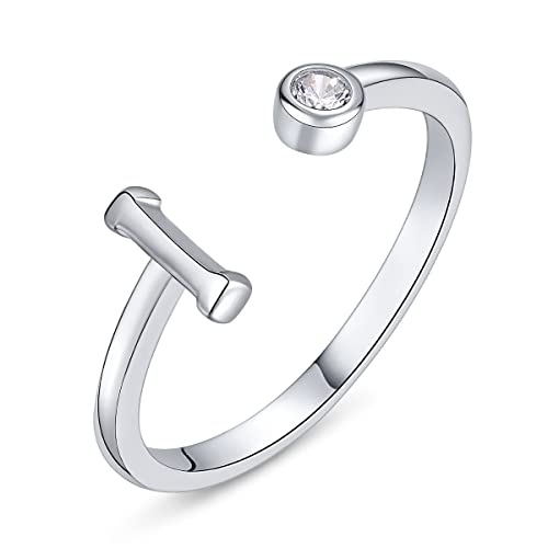 PEARLOVE Damen Mädchen Buchstabe Ring, 925 Sterling Silber Verstellbare Offener Ring mit Buchstaben für Frauen Stapelbare Alphabet ringe von A bis Z von PEARLOVE