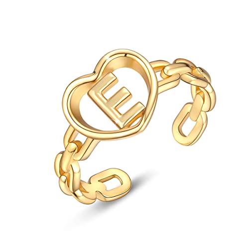 PEARLOVE Ring Damen 925 Sterling Silber Verstellbarer Initiale Ring Stapelbar 18K vergoldet A-Z Offener Buchstaben Gold Ringe von PEARLOVE