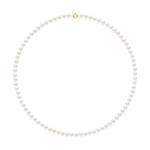 PEARLS & COLORS - Echte Süßwasserzuchtperlen Halskette Rund - AAA+ Qualität - Erhältlich in Gelbgold und Weißgold - Damenschmuck von PEARLS & COLORS NATURAL FINE PEARLS
