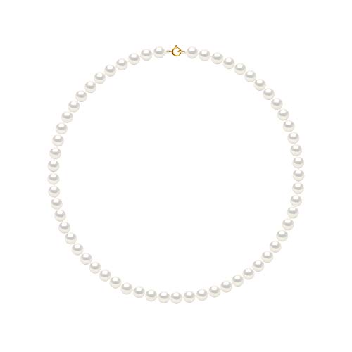PEARLS & COLORS - Echte Süßwasserzuchtperlen Halskette Rund - AAA+ Qualität - Erhältlich in Gelbgold und Weißgold - Damenschmuck von PEARLS & COLORS NATURAL FINE PEARLS
