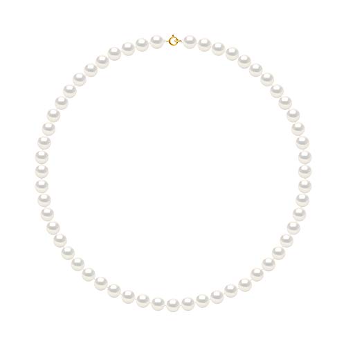 PEARLS & COLORS - Echte Süßwasserzuchtperlen Halskette Rund - AAA+ Qualität - Erhältlich in Gelbgold und Weißgold - Damenschmuck von PEARLS & COLORS NATURAL FINE PEARLS