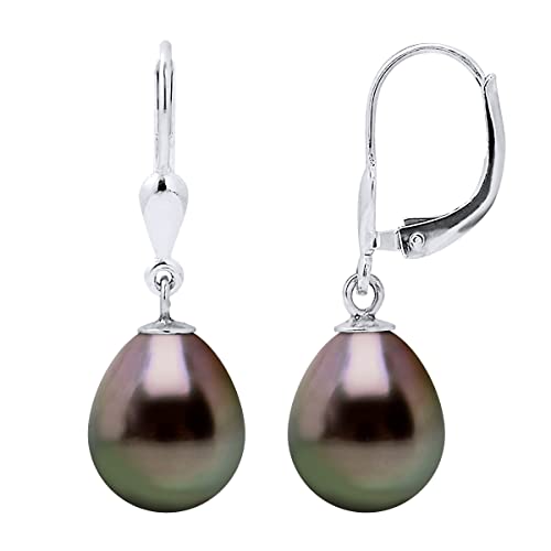 PEARLS & COLORS - Hängeohrringe Tahiti-Zuchtperlen Birne 9-10 mm - Qualität A+ - Erhältlich in Gelbgold & Weißgold - Damenschmuck von PEARLS & COLORS NATURAL FINE PEARLS