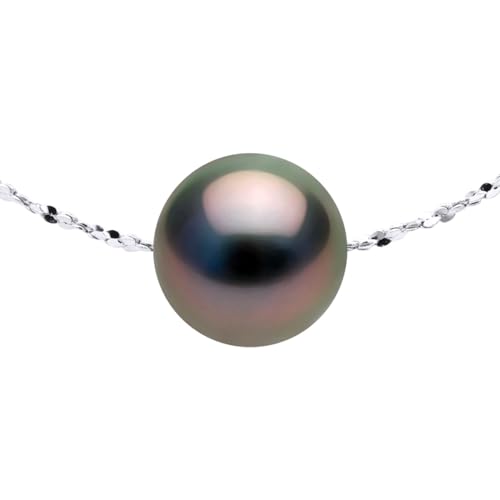 PEARLS & COLORS - Kette Echte Tahiti-Zuchtperle rund 8-9 mm - A+ Qualität - 925 Sterling Silber - Damenschmuck von PEARLS & COLORS NATURAL FINE PEARLS