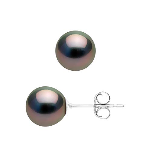 PEARLS & COLORS - Prestige Ohrringe - Echte runde Tahiti-Zuchtperlen 8.5-9 mm - A+ Qualität - Erhältlich in Gelb- und Weißgold - Schmuck für Frauen von PEARLS & COLORS NATURAL FINE PEARLS