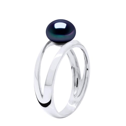 PEARLS & COLORS - Ring aus echter Süßwasserzuchtperle, Knopf 8-9 mm - Qualität AAA+ - Silber 925 - Frauenschmuck von PEARLS & COLORS NATURAL FINE PEARLS