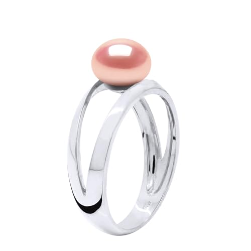 PEARLS & COLORS - Ring aus echter Süßwasserzuchtperle, Knopf 8-9 mm - Qualität AAA+ - Silber 925 - Frauenschmuck von PEARLS & COLORS NATURAL FINE PEARLS