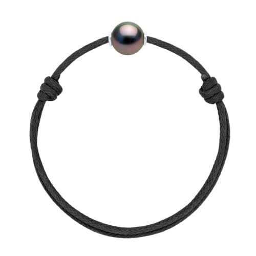 PEARLS & COLORS - Verstellbares Armband - Echte Tahiti-Zuchtperle Rund 10-11 mm - Qualität A+ - Silber 925 - Schmuck für Frau und Mann von PEARLS & COLORS NATURAL FINE PEARLS