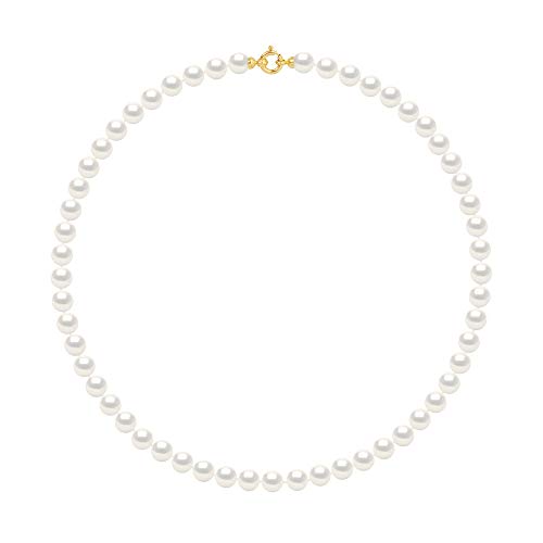 Pearls & Colors - Perlenkette - Süßwasserzuchtperlen Rund - Qualität AAA+ - Gelbgold Prestige-Verschluss - Damenschmuck von PEARLS & COLORS NATURAL FINE PEARLS