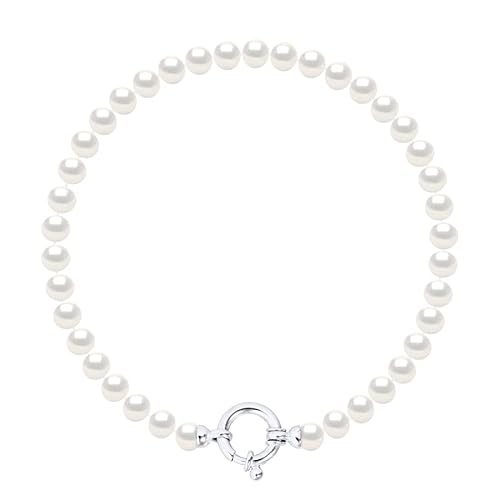 Pearls & Colors - Semi-Barock Süßwasserzuchtperlen Armband - Naturweiß - Qualität AAA+ - PRESTIGE MARINE RING - 925er Silber - Damenschmuck von PEARLS & COLORS NATURAL FINE PEARLS