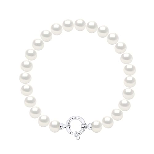 Pearls & Colors - Semi-Barock Süßwasserzuchtperlen Armband - Naturweiß - Qualität AAA+ - PRESTIGE MARINE RING - 925er Silber - Damenschmuck von PEARLS & COLORS NATURAL FINE PEARLS