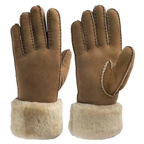 PEARLWOOD Damen Handschuh Emma aus Schaffell | Braun Größe M von PEARLWOOD