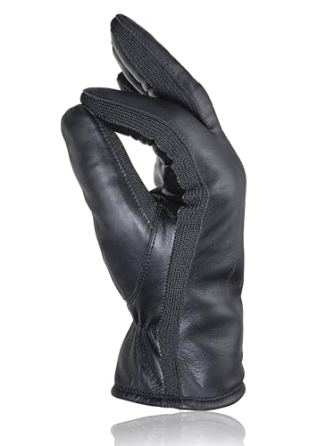 PEARLWOOD Herren Handschuh WILL aus Schafleder mit Textileinsatz | Schwarz Größe M von PEARLWOOD