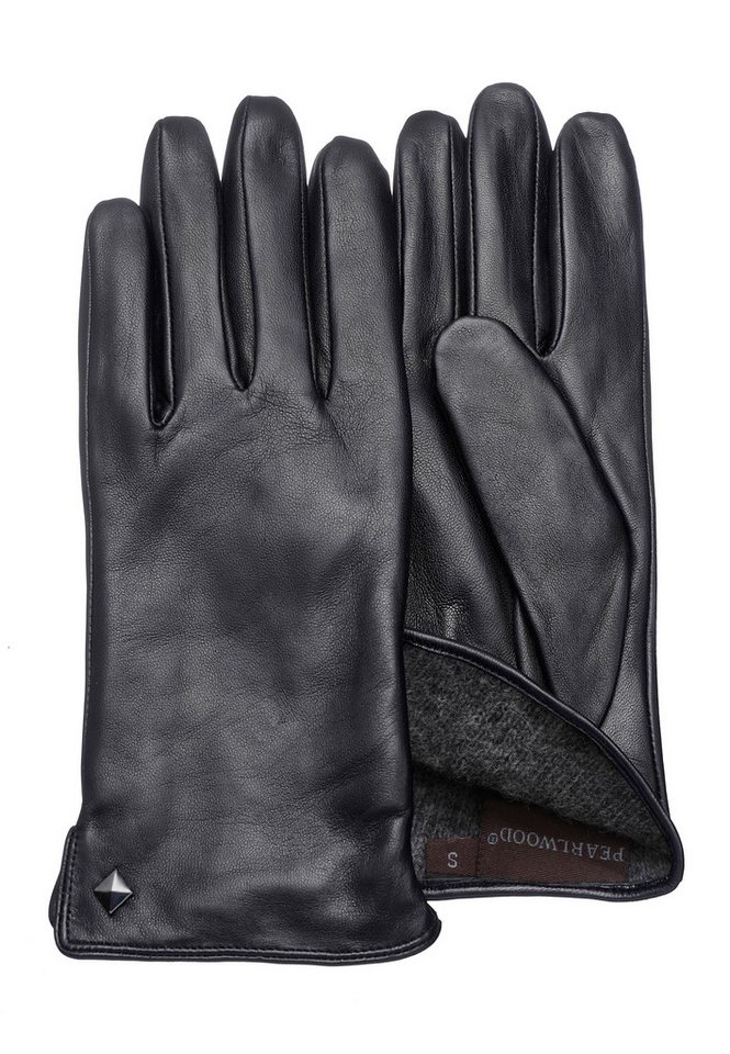PEARLWOOD Lederhandschuhe Meg dekorativer Rockstud - elastischer Bund - Seitenschlitz von PEARLWOOD