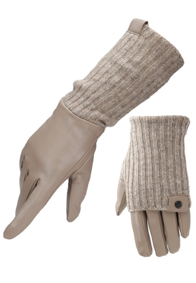 PEARLWOOD Lederhandschuhe ROMY (1 Paar) Fleecefutter, als Lang-oder Kurzhandschuh zu tragen, Strickbündchen von PEARLWOOD