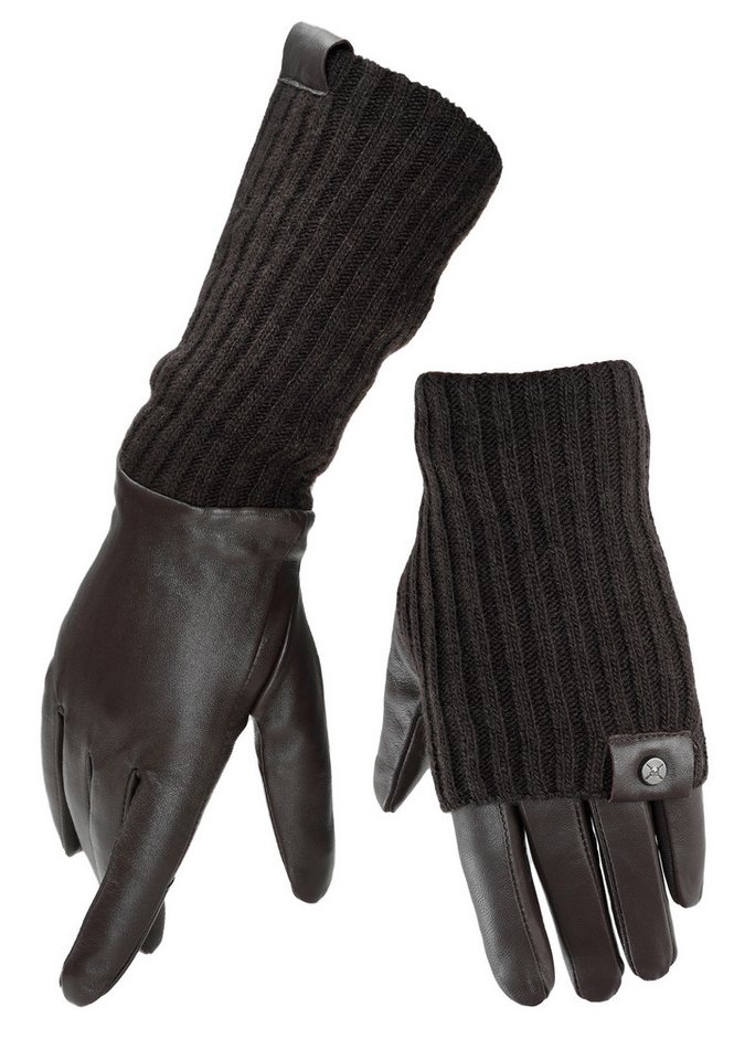 PEARLWOOD Lederhandschuhe ROMY (1 Paar) Fleecefutter, als Lang-oder Kurzhandschuh zu tragen, Strickbündchen von PEARLWOOD