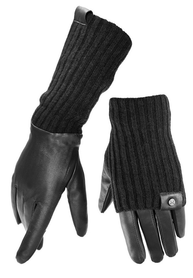 PEARLWOOD Lederhandschuhe ROMY (1 Paar) Fleecefutter, als Lang-oder Kurzhandschuh zu tragen, Strickbündchen von PEARLWOOD