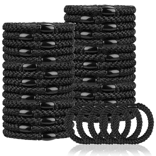 Haargummis für Mädchen und Frauen, 30 Stück, elastische Haarbänder, Pferdeschwanz-Halter für dickes Haar (schwarz) von PEASUG
