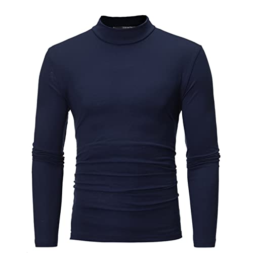 Herren Everyday Tops halbhoher Kragen Warme Unterwäsche Langarm T-Shirt Shirt Atmungsaktives dünnes Unterhemd Einfarbiges gestricktes aus Baumwolle mit schmaler Passform und modischem Boden T-Shirt von PECHEMO