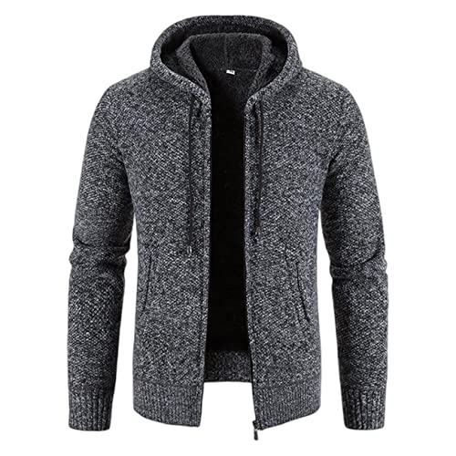 Herren Stricken Strickjacken für Reißverschluss plus dicke Samtoberteile Pullover warmer Wintermantel lässige schmale Jacke mit Taschen Hoodie Strickwaren Sweatshirt Langarm Pullover Jacke Mantel von PECHEMO