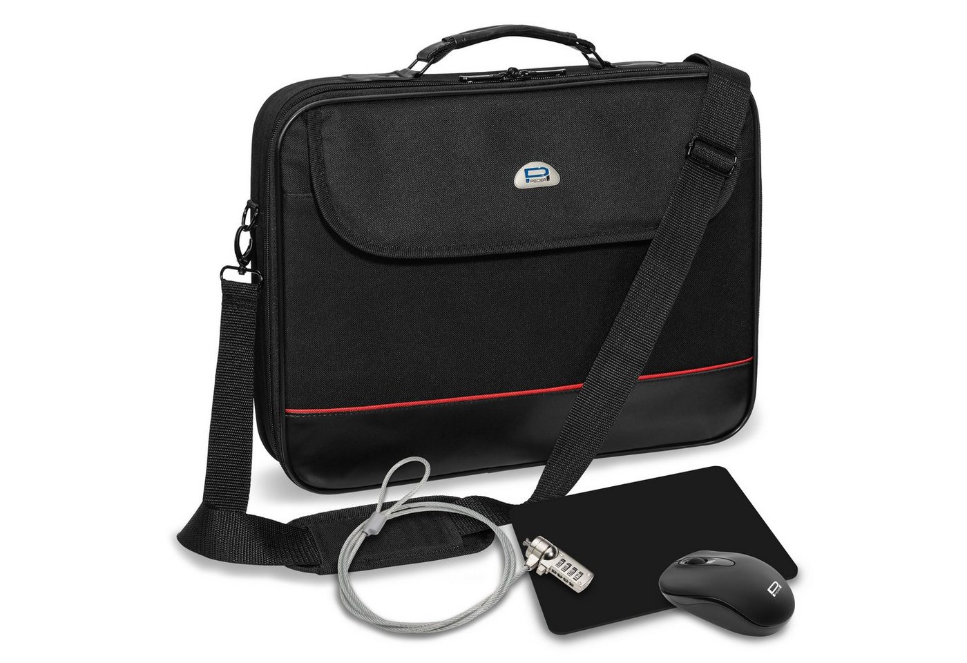 PEDEA Laptoptasche 4-teiliges Laptop Starterset Trendline, Tasche + Schloss + Maus + Mauspad von PEDEA