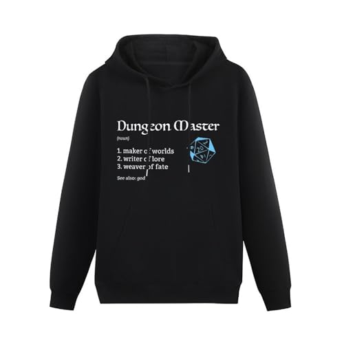 PEDFUVL Dungeon and Master (Dm) for Tabletop Dragons RPG Men's Hoodies Graphic Printed Black Pullover Sweatshirts M von PEDFUVL