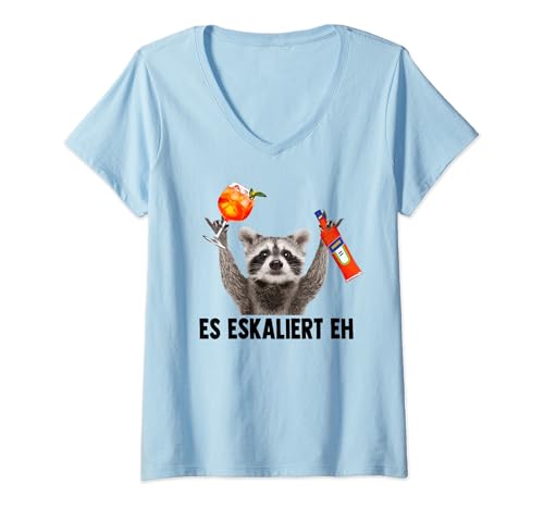 Damen ES ESKALIERT EH X Waschbär Meme Racoon X Pedro Spritz T-Shirt mit V-Ausschnitt Damen ES ESKALIERT EH X Waschbär Meme Racoon X Pedro Spritz T-Shirt mit V-Ausschnitt von PEDRO SPRITZ COLLECTION X Waschbär Meme Spritz