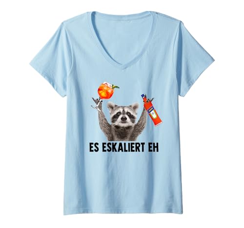 Damen ES ESKALIERT EH X Waschbär Meme Racoon X Pedro Spritz T-Shirt mit V-Ausschnitt Damen ES ESKALIERT EH X Waschbär Meme Racoon X Pedro Spritz T-Shirt mit V-Ausschnitt von PEDRO SPRITZ COLLECTION X Waschbär Meme Spritz
