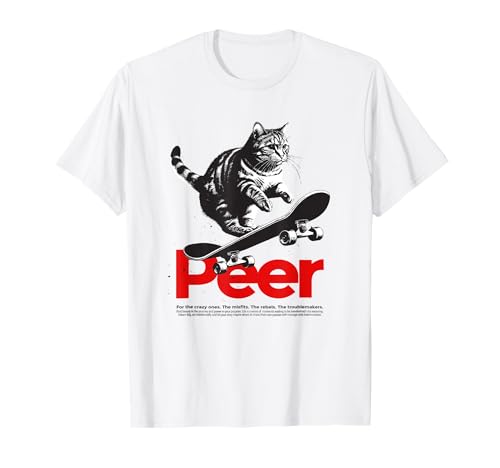 PEER - Schöner Jungen Name mit Katze & Skateboard T-Shirt PEER - Schöner Jungen Name mit Katze & Skateboard T-Shirt von PEER Sohn Enkel Geburtstag Geschenkideen