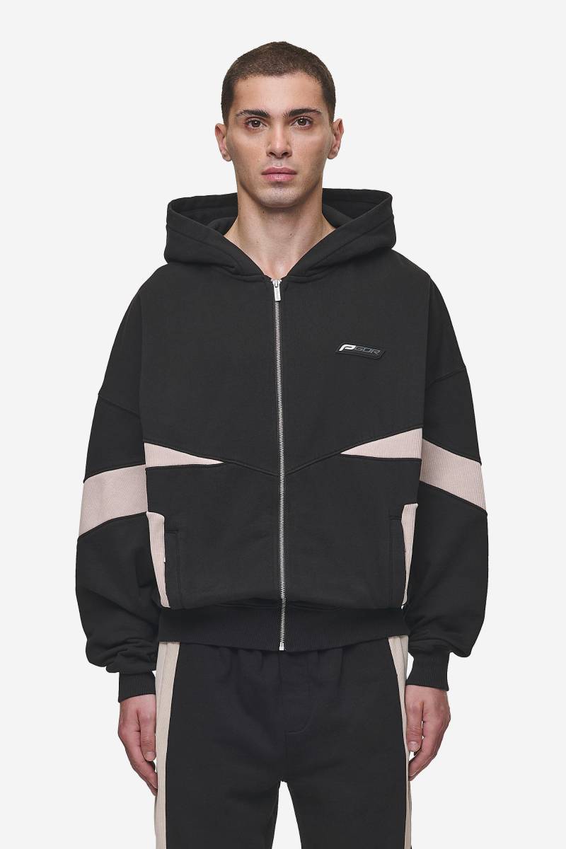 Aderno Boxy Sweat Jacket Washed Black Light Beige von PEGADOR®