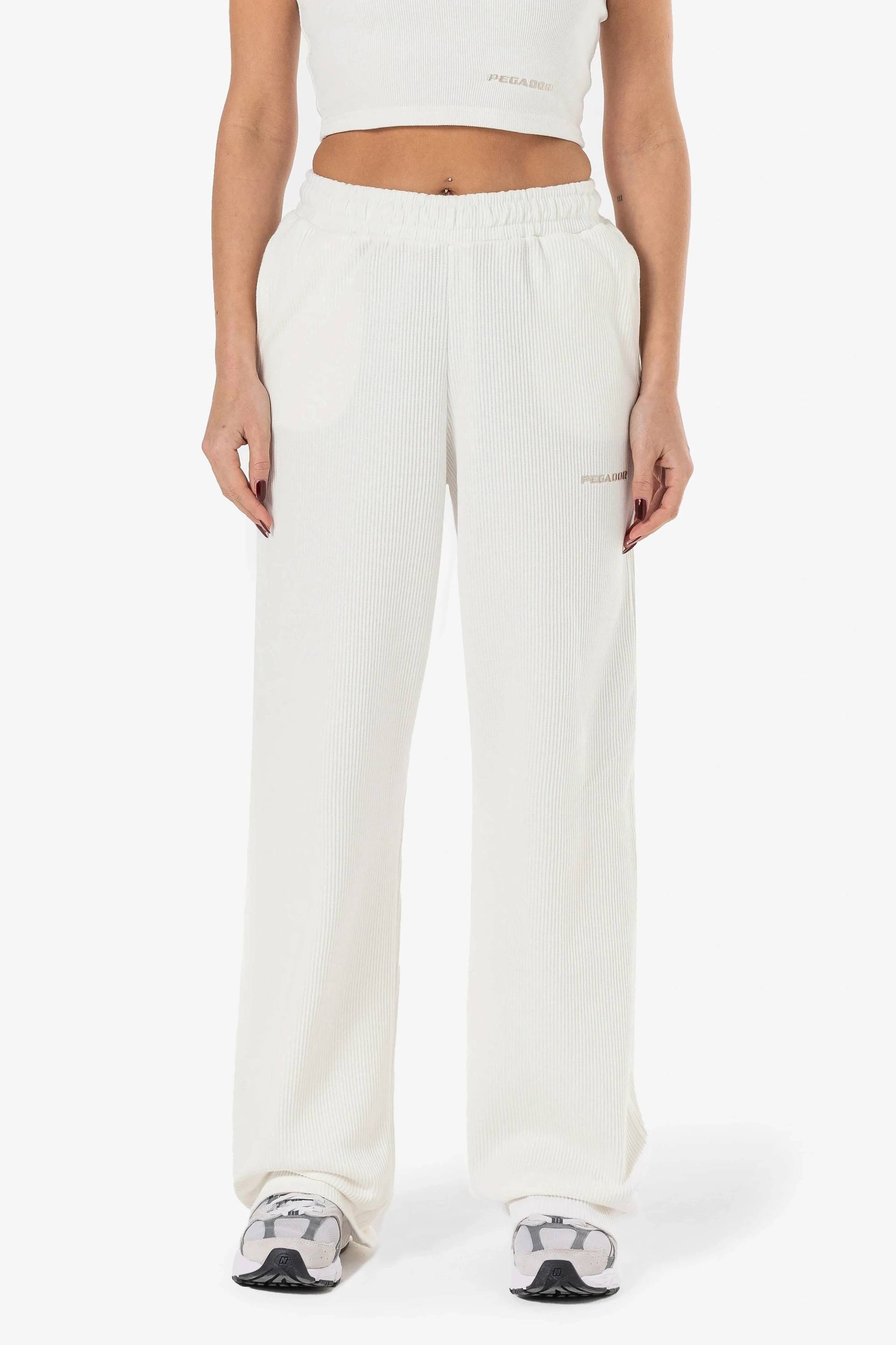 Amanda Rib Pants Washed Warm White von PEGADOR®