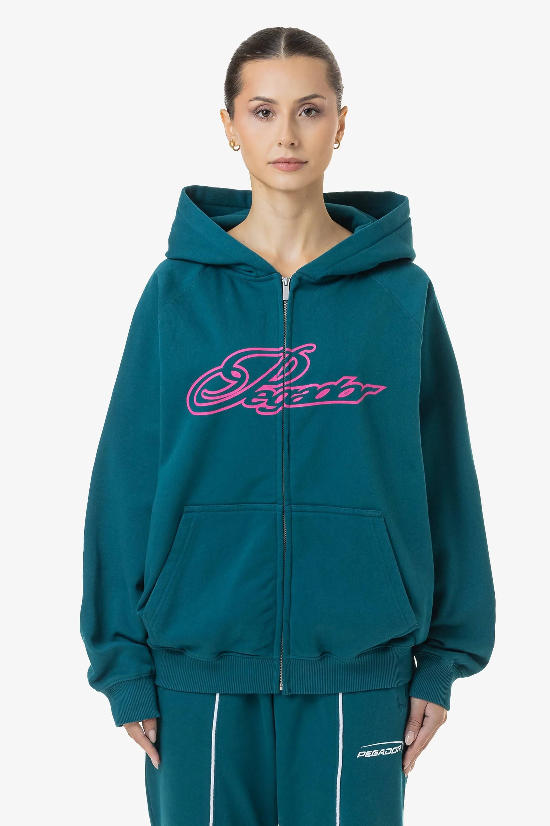 Anna Oversized Sweat Jacket Washed Urban Turquoise von PEGADOR®