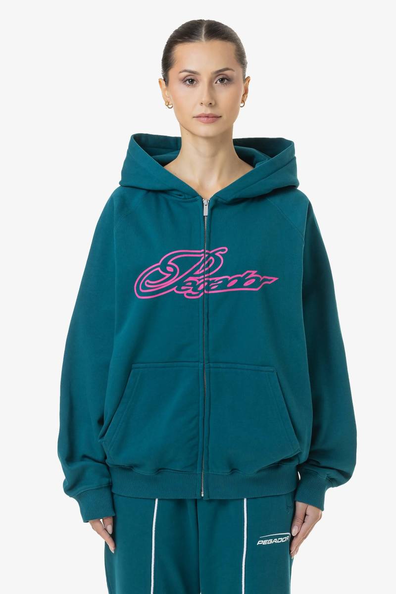 Anna Oversized Sweat Jacket Washed Urban Turquoise von PEGADOR®