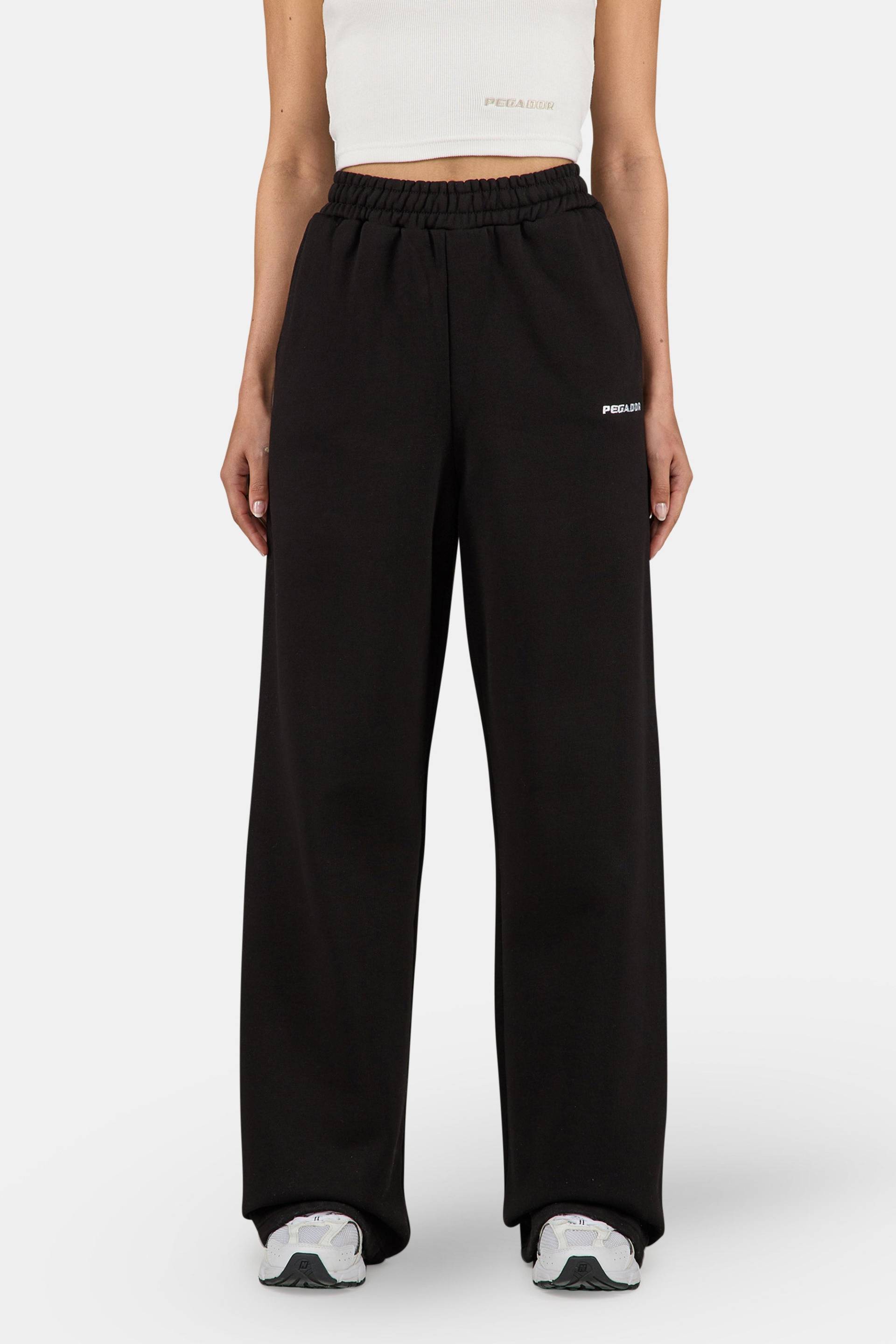 Anni Wide Sweat Pants Washed Black White von PEGADOR®