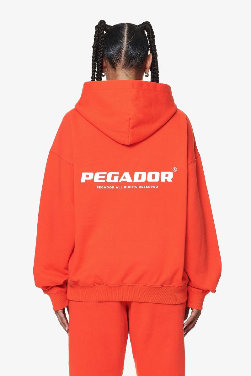 Atna Logo Oversized Hoodie Washed Signal Red von PEGADOR®