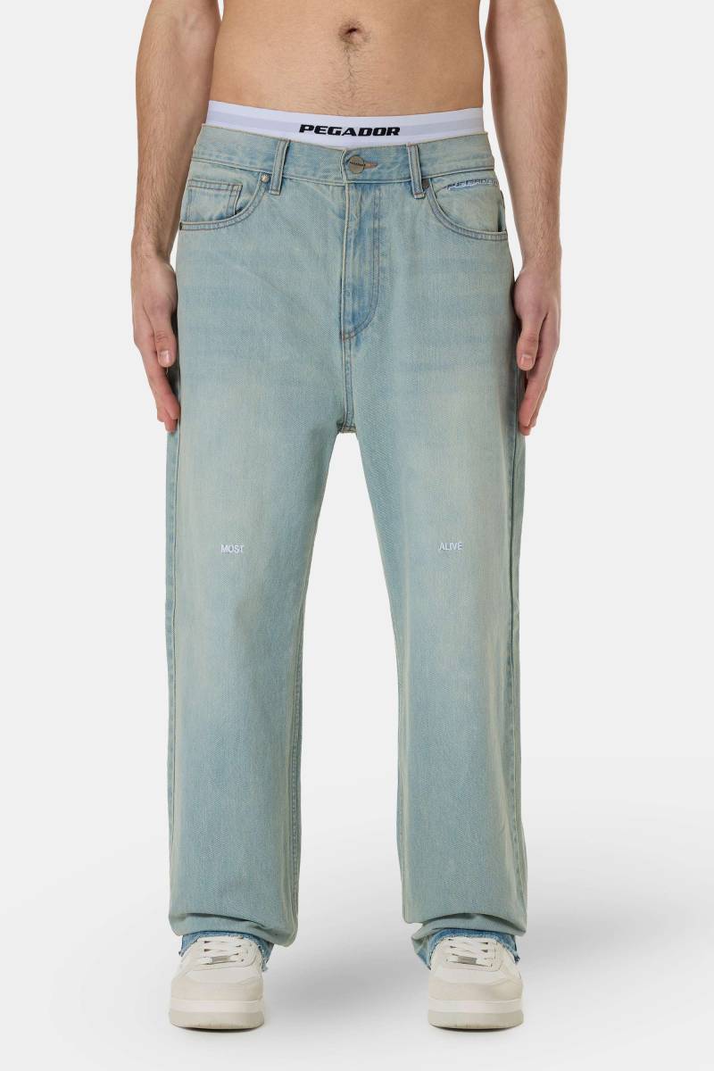 Barrow Wide Baggy Jeans Sand Washed Blue von PEGADOR®