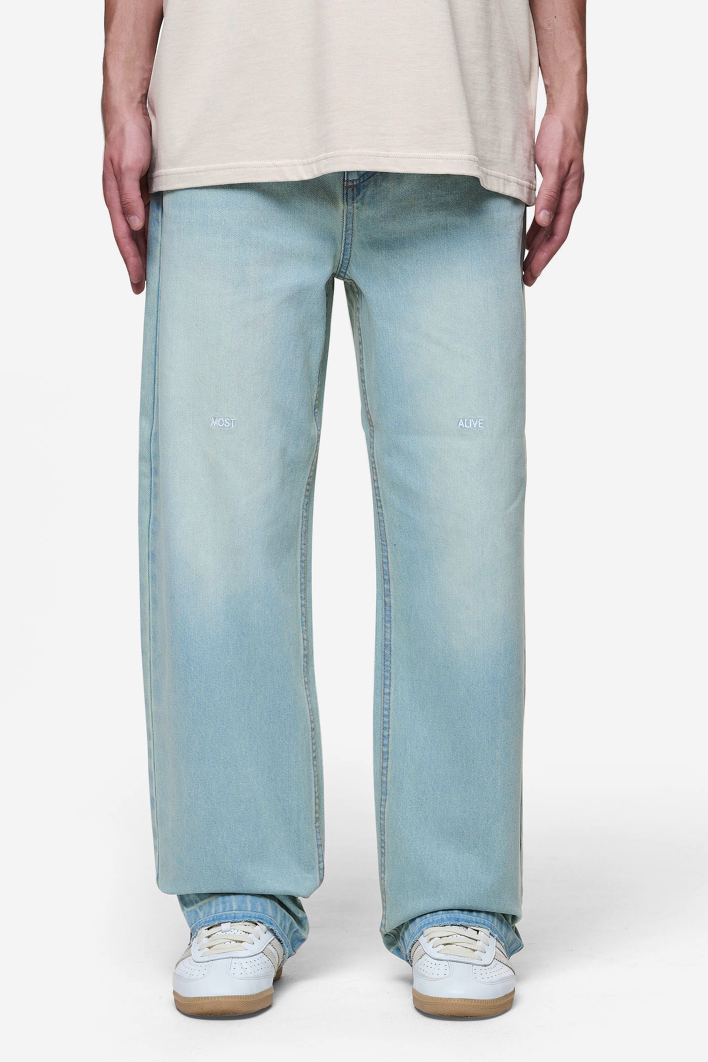 Barrow Wide Baggy Jeans Sand Washed Blue von PEGADOR®