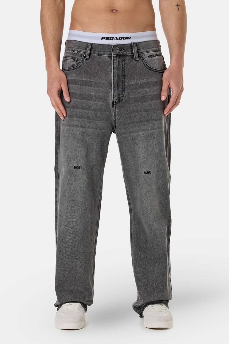Barrow Wide Baggy Jeans Washed Anthracite von PEGADOR®