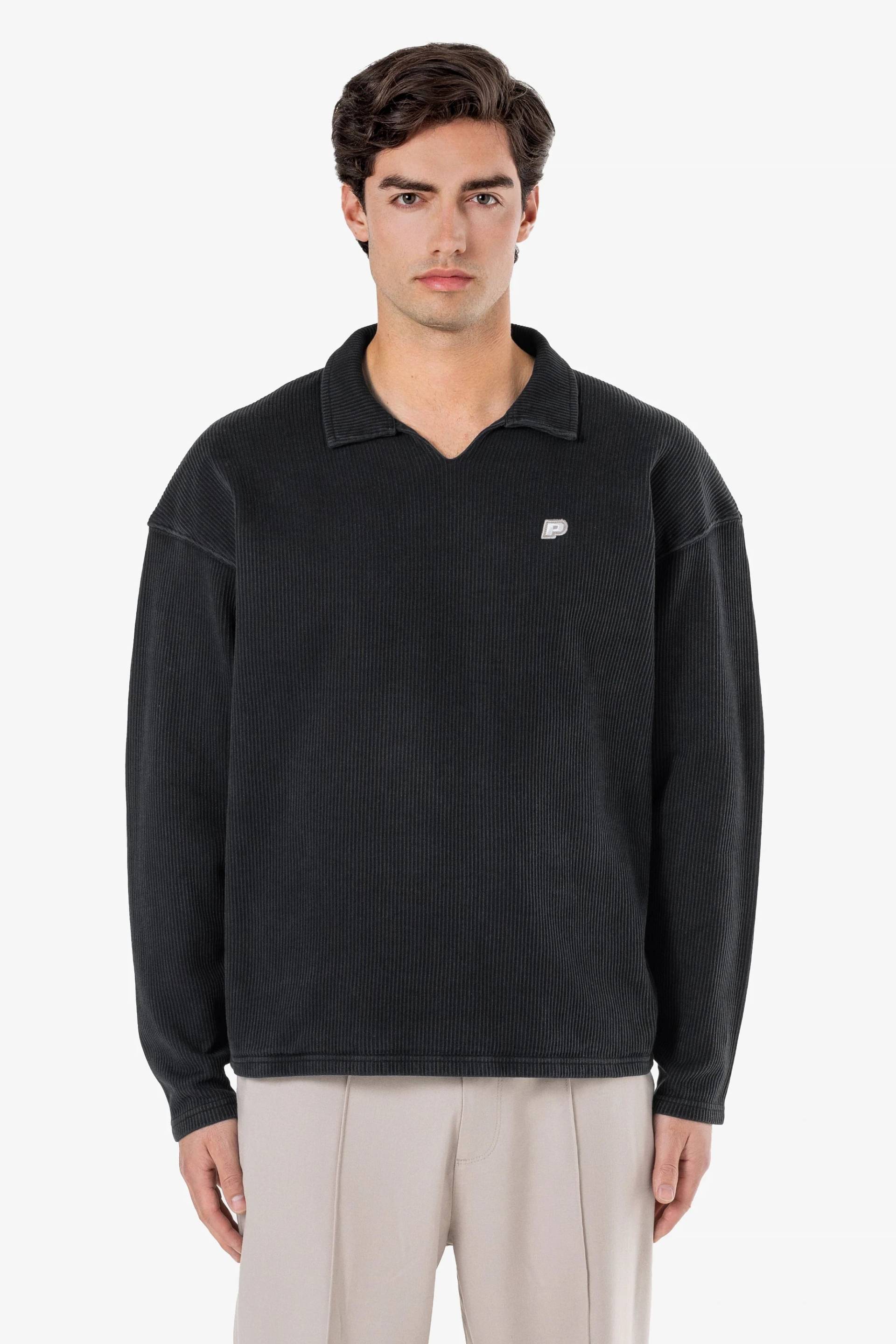 Beldon Collar Rib Longsleeve Vintage Black von PEGADOR®