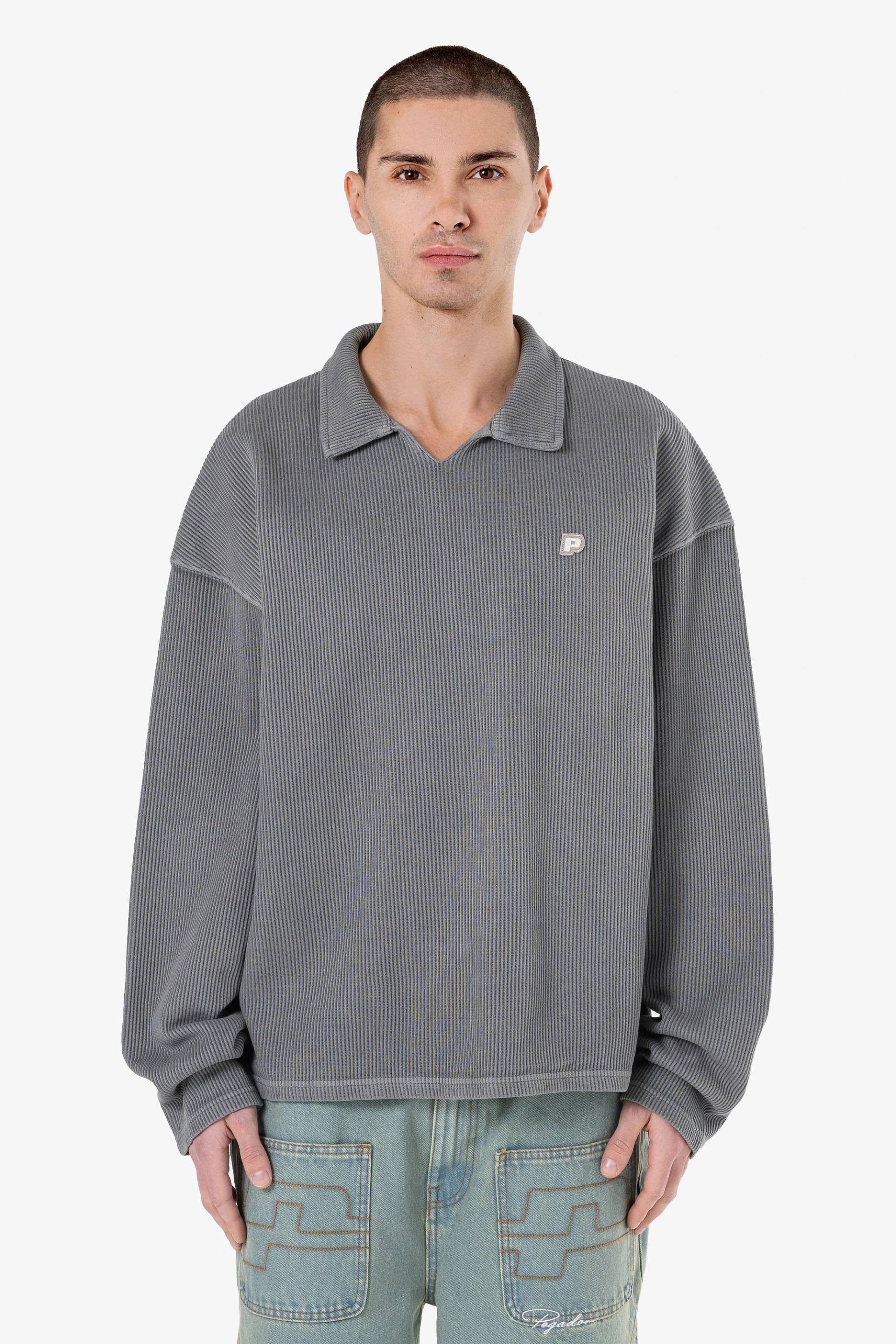 Beldon Collar Rib Longsleeve Vintage Grey von PEGADOR®