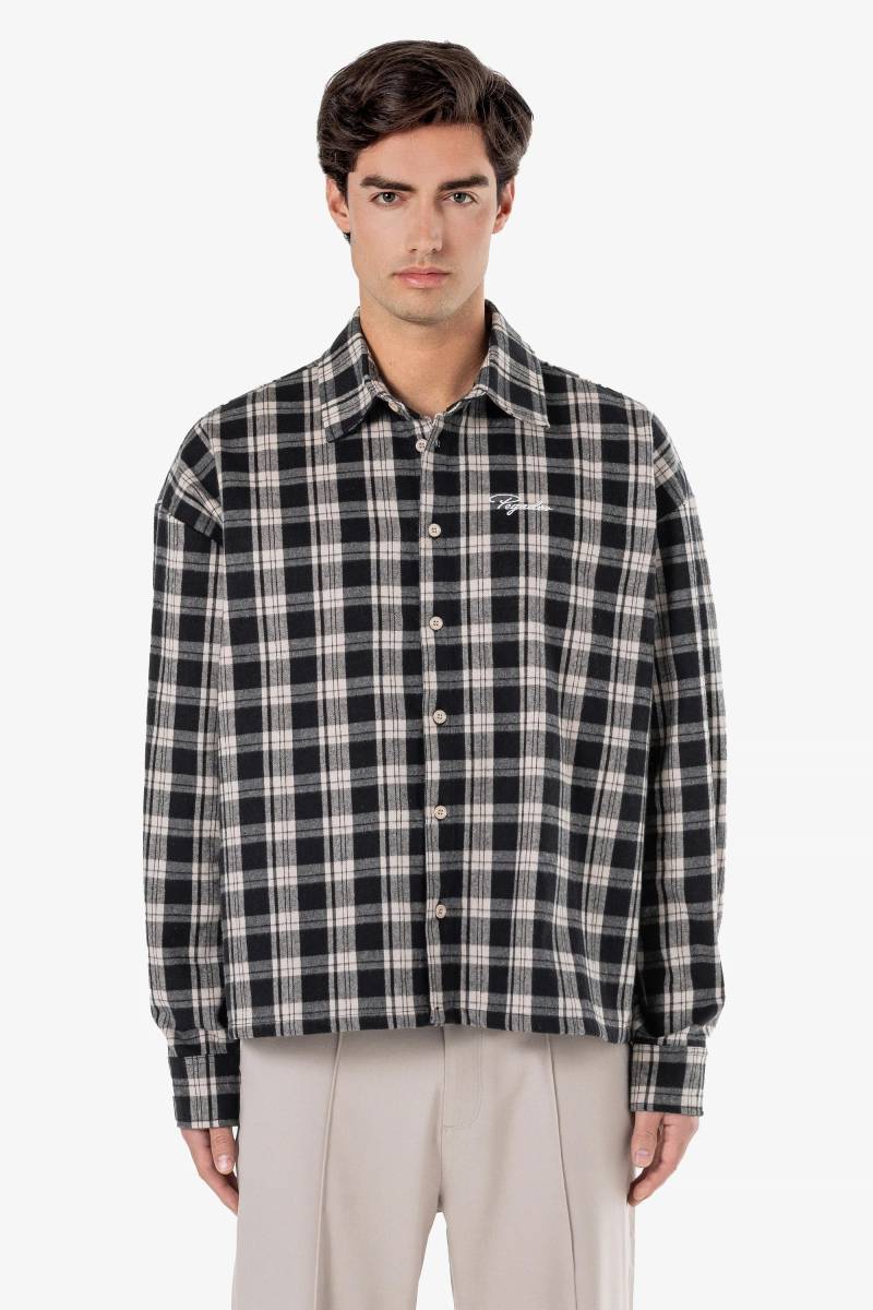 Bevill Flannel Shirt Washed Dark Stone Black von PEGADOR®