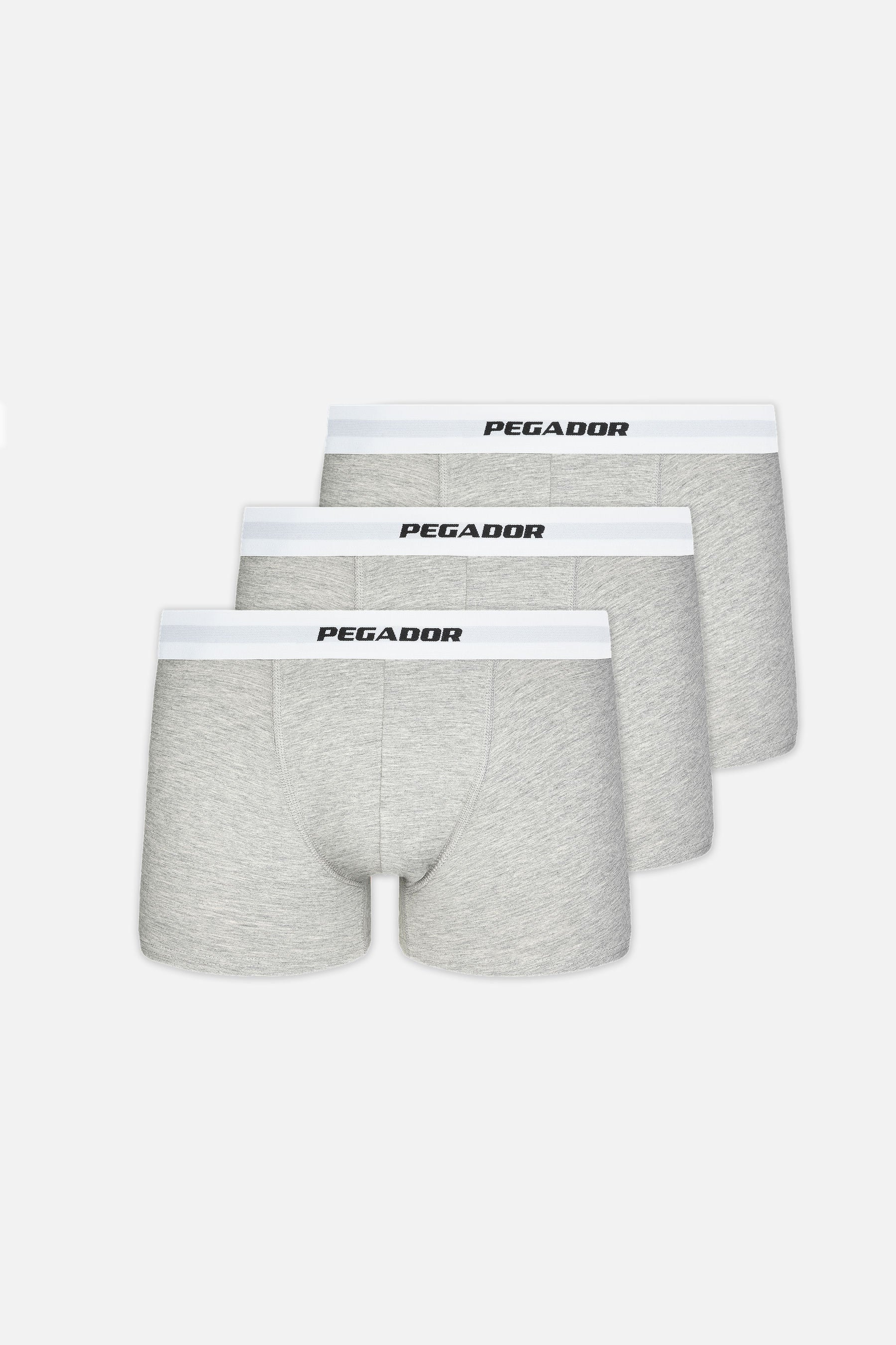 Camino Boxershorts Single Logo 3 Pack Grey Melange White von PEGADOR®